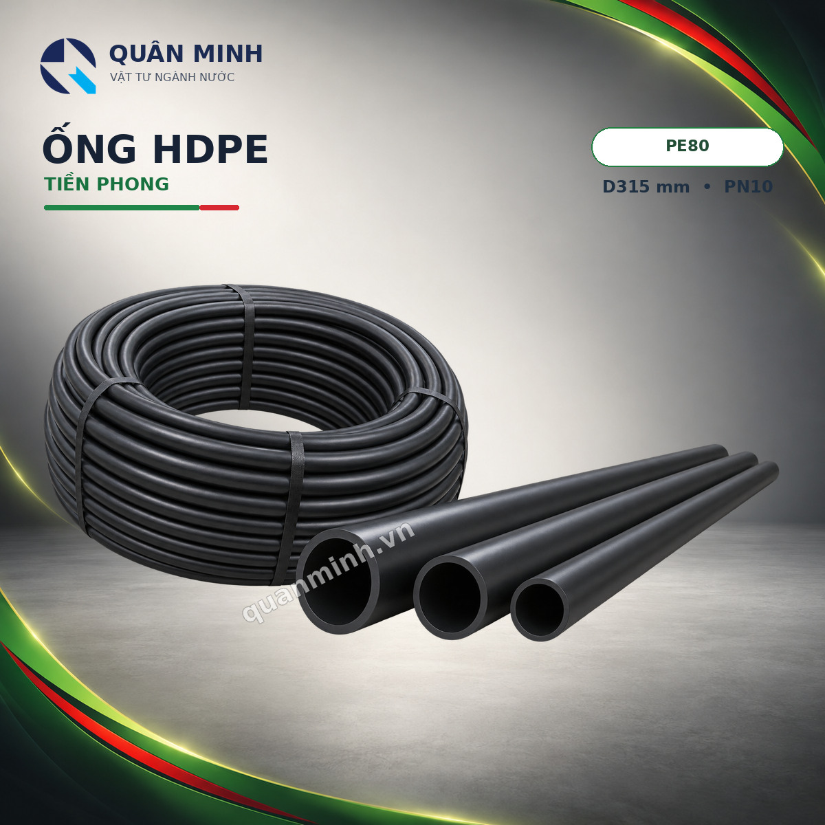 2851 8010315t ong hdpe pe80 tien phong d315 pn10