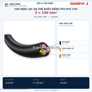 cadivi cap dien luc ha the ruot dong pvc pvc cvv 3x120 0 6 1kv