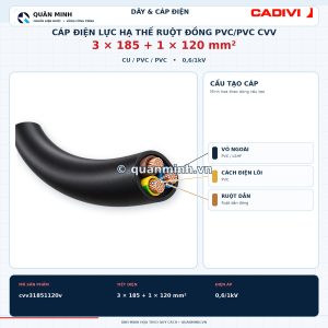 cadivi cap dien luc ha the ruot dong pvc pvc cvv 3x185 1x120 0 6 1kv