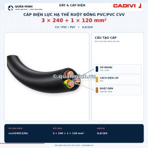 cadivi cap dien luc ha the ruot dong pvc pvc cvv 3x240 1x120 0 6 1kv