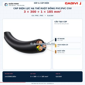 cadivi cap dien luc ha the ruot dong pvc pvc cvv 3x300 1x185 0 6 1kv