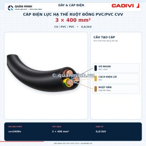 cadivi cap dien luc ha the ruot dong pvc pvc cvv 3x400 0 6 1kv