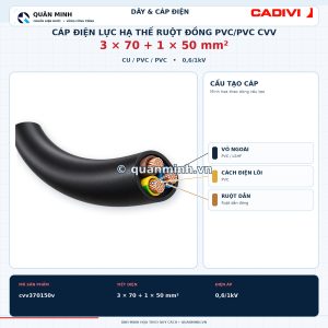 cadivi cap dien luc ha the ruot dong pvc pvc cvv 3x70 1x50 0 6 1kv
