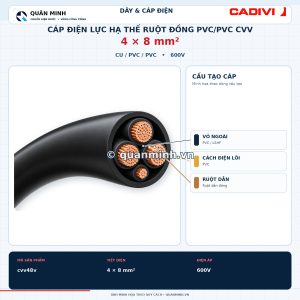 cadivi cap dien luc ha the ruot dong pvc pvc cvv 4x8 600v
