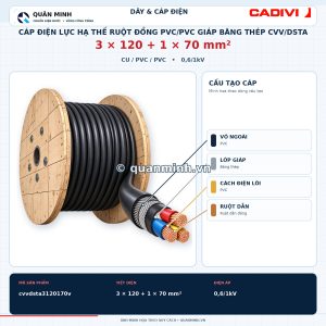 cadivi cap dien luc ha the ruot dong pvc pvc giap bang thep cvv dsta 3x120 1x70 0 6 1kv