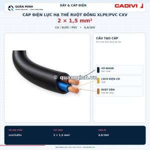 cadivi cap dien luc ha the ruot dong xlpe pvc cxv 2x1 5 0 6 1kv