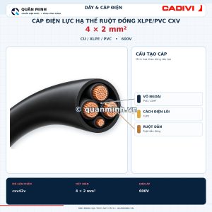 cadivi cap dien luc ha the ruot dong xlpe pvc cxv 4x2 600v