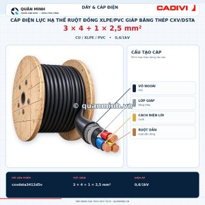 cadivi cap dien luc ha the ruot dong xlpe pvc giap bang thep cxv dsta 3x4 1x2 5 0 6 1kv
