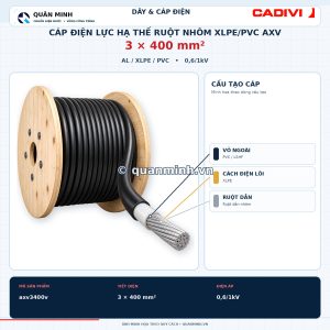 cadivi cap dien luc ha the ruot nhom xlpe pvc axv 3x400 0 6 1kv