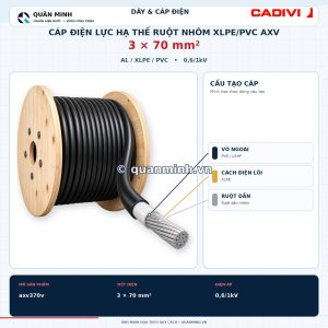 cadivi cap dien luc ha the ruot nhom xlpe pvc axv 3x70 0 6 1kv