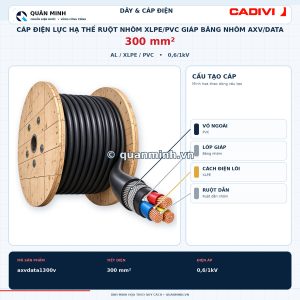 cadivi cap dien luc ha the ruot nhom xlpe pvc giap bang nhom axv data 300 0 6 1kv