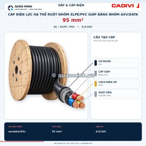 cadivi cap dien luc ha the ruot nhom xlpe pvc giap bang nhom axv data 95 0 6 1kv