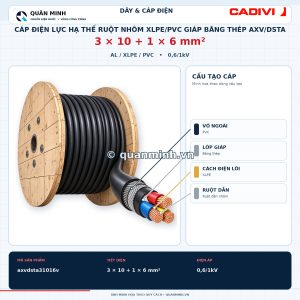 cadivi cap dien luc ha the ruot nhom xlpe pvc giap bang thep axv dsta 3x10 1x6 0 6 1kv