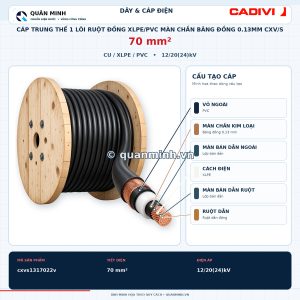 cadivi cap trung the 1 loi ruot dong xlpe pvc man chan bang dong 0 13mm cxv s 70 12 20 24 kv
