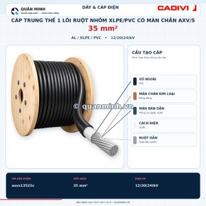 cadivi cap trung the 1 loi ruot nhom xlpe pvc co man chan axv s 35 12 20 24 kv