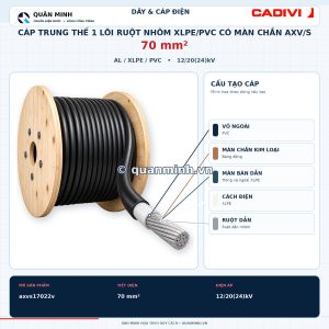 cadivi cap trung the 1 loi ruot nhom xlpe pvc co man chan axv s 70 12 20 24 kv