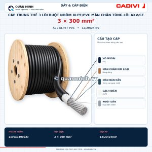 cadivi cap trung the 3 loi ruot nhom xlpe pvc man chan tung loi axv se 3x300 12 20 24 kv