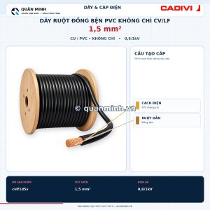 cadivi day ruot dong ben pvc khong chi cv lf 1 5 0 6 1kv