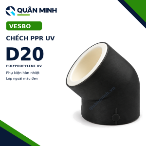 Chếch 45 độ PPR Vesbo UV D20 màu đen