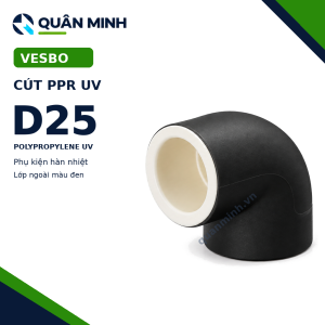 Cút 90 độ PPR Vesbo UV D25 màu đen