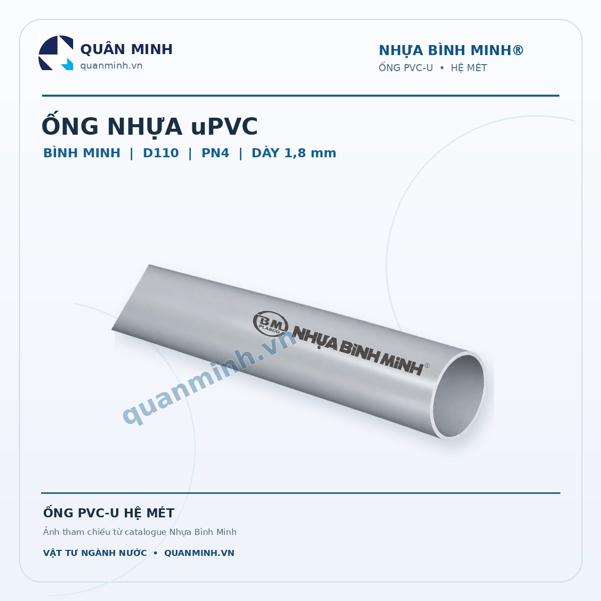 ong nhua upvc binh minh thoat nuoc d110 pn4 day 1 8 mm