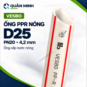Ống PPR Vesbo nóng D25 PN20 dùng cho hệ thống nước nóng