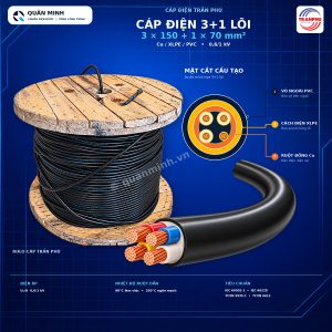 tran phu cap dien 3 plus 1 loi cu xlpe pvc 3x150 plus 1x70 cxv3150170t